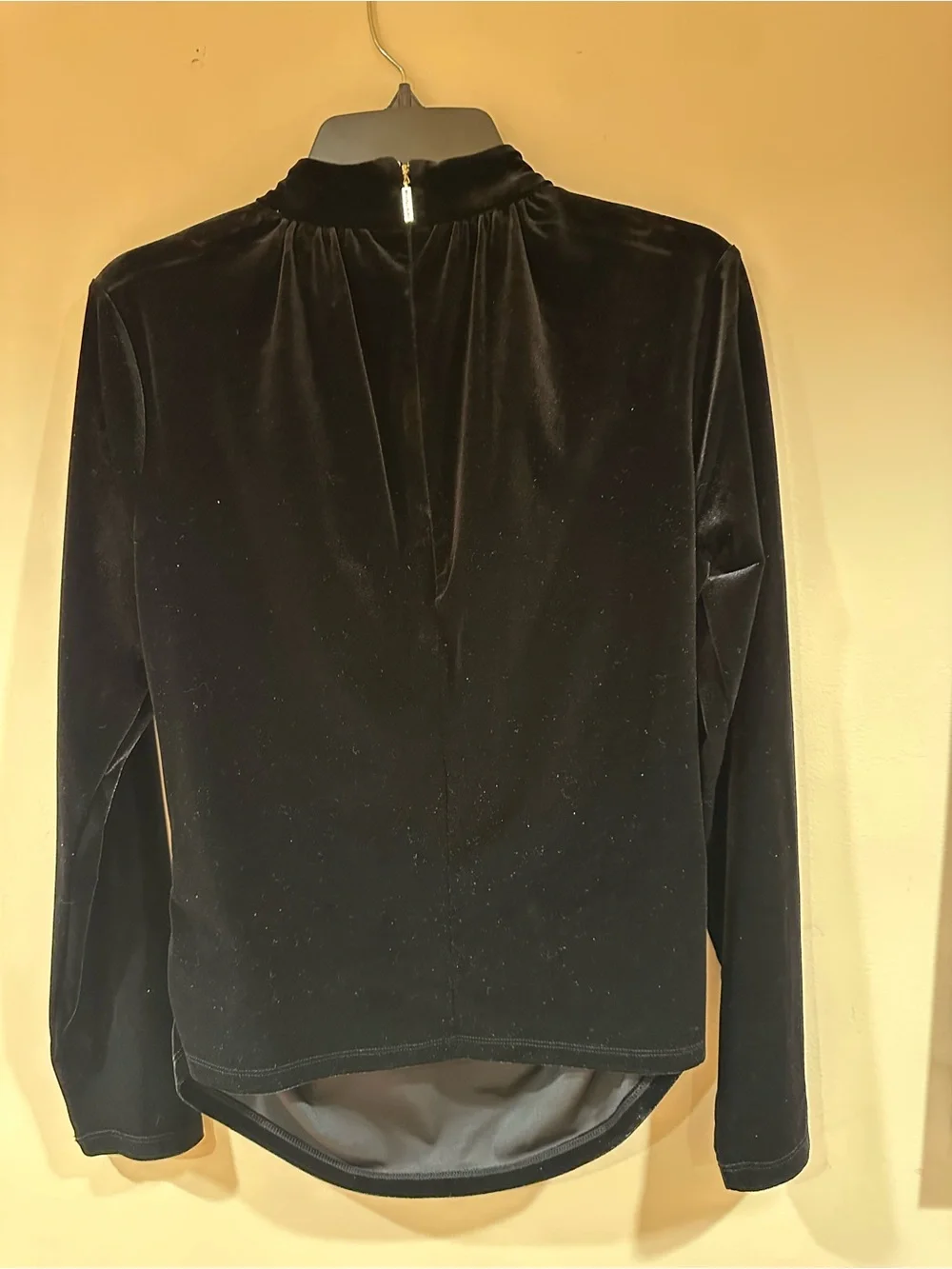 MICHAEL Michael Kors Black Velvet Ruched Mock Neck Top